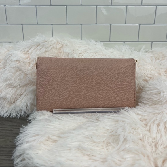 Gucci Pink Pebbled Leather Marmont Continental Flap Wallet with Chain - Picture 4 of 9